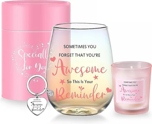 Vista 13 de Yalucky Regalos para mujer amiga, vaso de vidrio de 16.2 fl oz, regalos de cumpleaños para mujer, Llaveros para mujeres, regalo de graduación