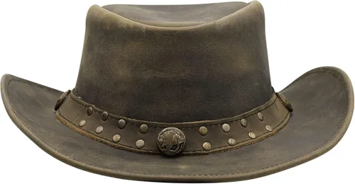 Vista 7 de Sombrero de vaquero duradero de cuero de grano de selva, unisex, para adultos, moldeable, estilo occidental, ala ancha
