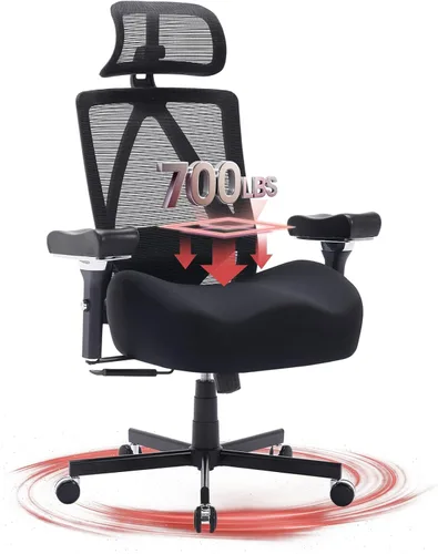 Vista 11 de Silla de oficina grande y alta de 700 libras, silla de escritorio ergonómica con cojín grueso de ancho, silla de oficina de malla ejecutiva