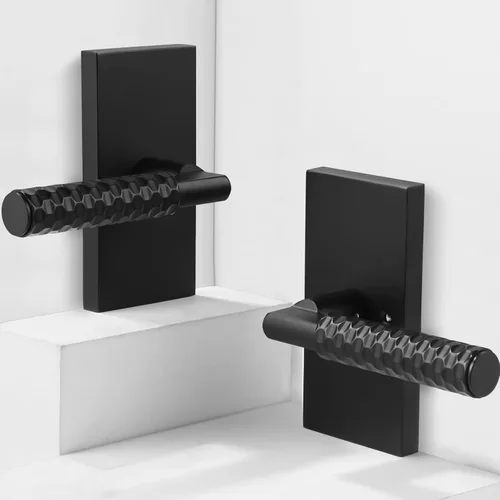 Vista 7 de Linkaa 2 Pack丨 Black Gold Dummy Door Handle Lever Knob for Closet Indoor Interior Dummy Door Pull for French Doors丨Reversible Levers丨No-Turning No