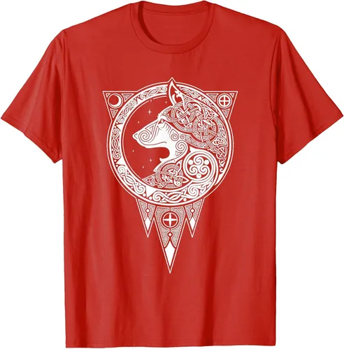 Vista 53 de Viking Fenris Wolf - Camiseta de mitología nórdica con símbolo de Fenrir Asphalt Grey