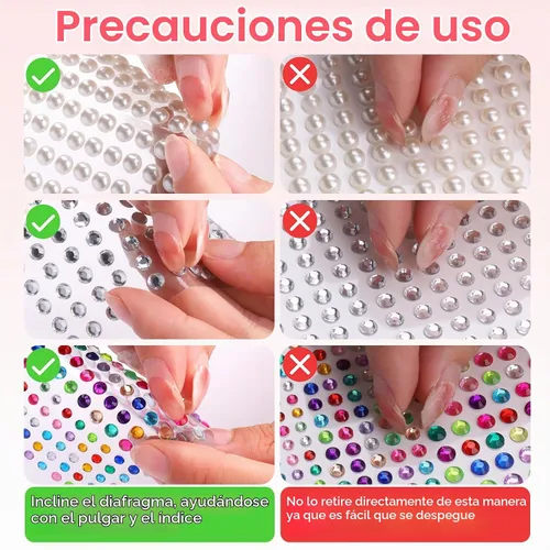 Vista 8 de XANGNIER - 2609 gemas para el cabello para niñas y mujeres, autoadhesivas, 6 formas de 0.12 a 0.315 pulgadas