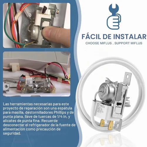 Vista 5 de 2198202 Reemplazo de control de termostato de refrigerador, WP2198202 control de termostato de congelador apto para refrigeradores Ken-More