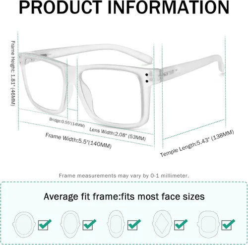 Vista 3 de Eyekepper Gafas de lectura fotocrómicas de transición de gran tamaño con marco grande transparente +4.0 Claro