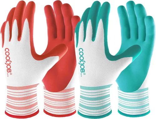 Vista 2 de COOLJOB Guantes de jardinería de goma a granel de tamaño mediano y guantes de trabajo a prueba de espinas, 7 pares en total