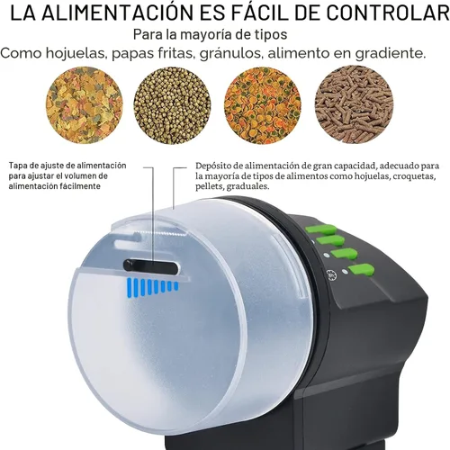 Vista 6 de DXOPHIEX Alimentador automático de pescados, dispensador de alimentos, alimentador de peces de vacaciones alimentado por batería y USB para acuario