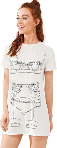 Vista 3 de Floerns Camisón de lencería divertido para mujer, camiseta con estampado lindo
