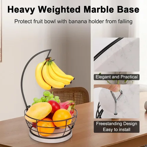Vista 4 de Livabber - Frutero de encimera con colgador de plátanos, cuenco moderno de almacenamiento de frutas y verduras, con soporte de árbol de plátano