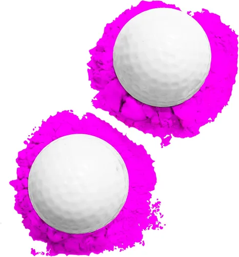 Vista 7 de J&M Gender Reveal Pelota de golf para baby showers y fiestas de revelación. Polvo Holi totalmente natural. Paquete de 2.