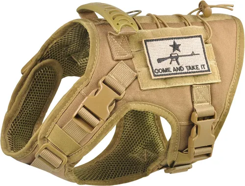 Vista 7 de Arnés táctico para perro, chaleco de entrenamiento al aire libre, chaleco ajustable para perro de trabajo militar con sistema Molle y mango de goma