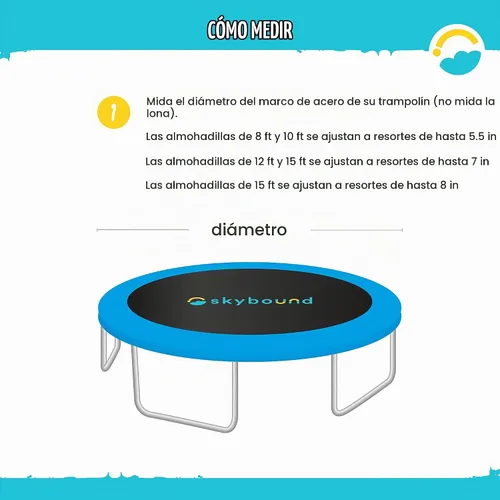 Vista 3 de SkyBound Almohadilla de seguridad universal de repuesto para trampolín, cubierta de resorte para marcos de 8, 10, 12, 14 y 15 pies, cómoda, duradera