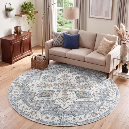 Vista 10 de jinchan Alfombra de área pequeña lavable floral vintage, alfombra de entrada simétrica de medio círculo de 2 x 3, alfombra de entrada suave de pelo