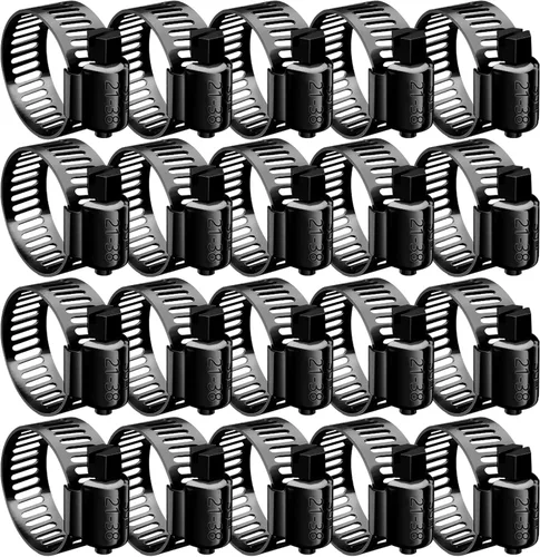 Vista 6 de BOTTEN 15 piezas Abrazadera de manguera negra, 1-1/3" - 2-1/4" (33-57mm) Abrazaderas de manguera de acero inoxidable 304, juego de surtido