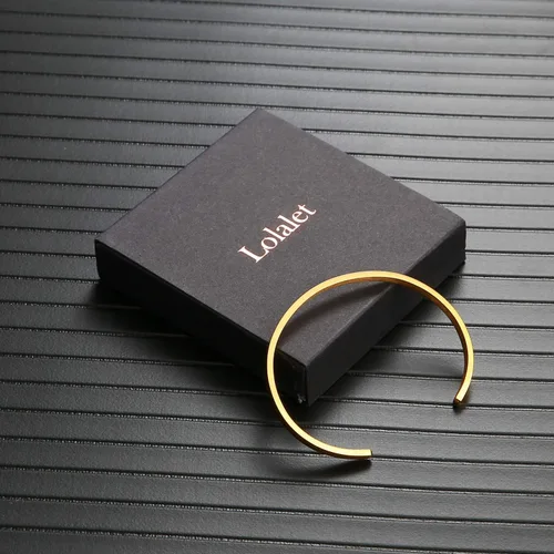 Vista 8 de Lolalet Pulsera fina abierta para novia esposa mamá chapada en oro rosa de 18 quilates pulseras ovaladas de amor acabado pulido liso joyería