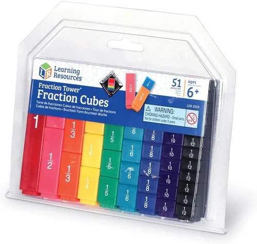 Vista 6 de Learning Resources Fraction Tower Fraction Cubes, bloques para niños, juego de 51 piezas, a partir de 6 años