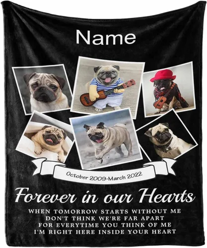 Vista 7 de in Loving Memory of Dog - Manta de memoria personalizada de collage de fotos de mascotas, manta suave y manta de 30 x 40 pulgadas, regalo