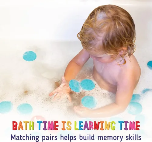 Vista 7 de merka Bath Toys Flash Cards - 30-Pack, 2.25-Inch EVA Foam, Multicolor - Baby Bath Toys & Memory Matching Game & Bathtub Flash Cards