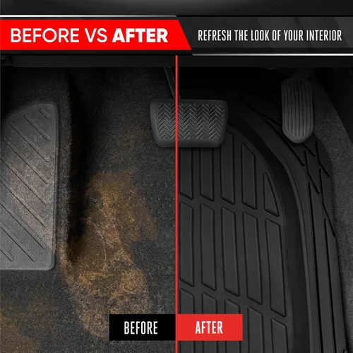 Vista 8 de Motor Trend FlexTough 4 piezas de alfombrillas resistentes para coches, camiones, SUV, juego completo de alfombrillas para automóvil, delanteras