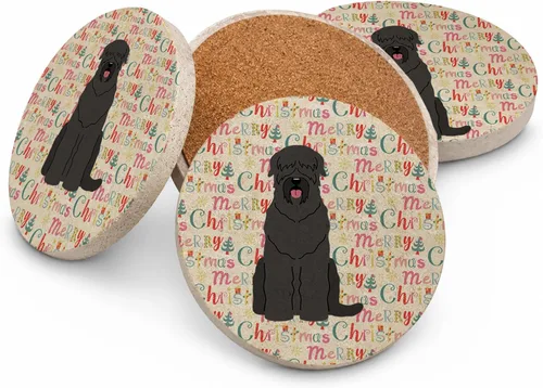 Vista 117 de Abyssinian Sand Terrier Merry Christmas - Posavasos grandes de piedra arenisca (4 unidades)