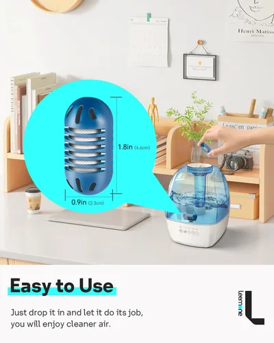 Vista 2 de Leemone - Cartucho de desmineralización compatible con humidificadores ultrasónicos HoMedics, paquete de 20 reemplazos de filtro de humidificador