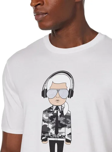 Vista 2 de Karl Lagerfeld Paris Reflective T, Karl Character with Headphones Short Sleeve Crew Neck Mens Shirt