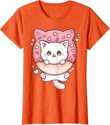 Vista 41 de Camiseta Kawaii Cat Donut Anime Lover Otaku, Negro