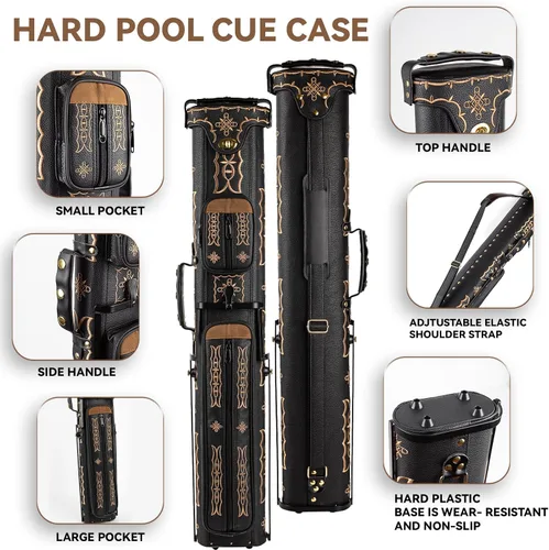 Vista 3 de Estuche para Taco de Billar 2x4, Estuche para Taco de Billar con Soporte, Estuche Rígido para Palos de Billar, Almacenamiento de Accesorios
