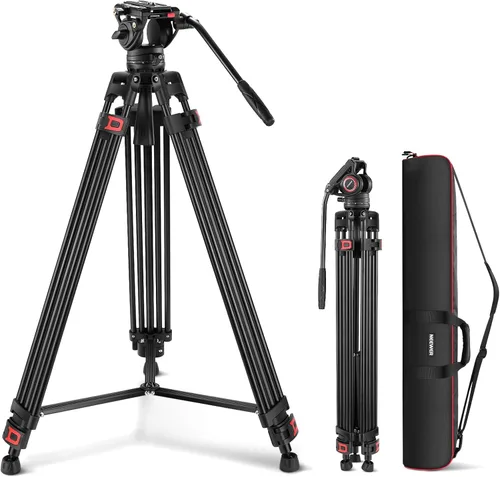 Vista 14 de NEEWER Trípode de cámara de video de 76", trípode portátil de liberación rápida de un paso con cabezal fluido, soporte de trípode de aluminio