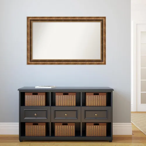 Vista 307 de Amanti Art Espejo de pared personalizado no biselado (25 x 25 pulgadas), marco de bronce acentuado, varios tamaños personalizados, espejo de baño