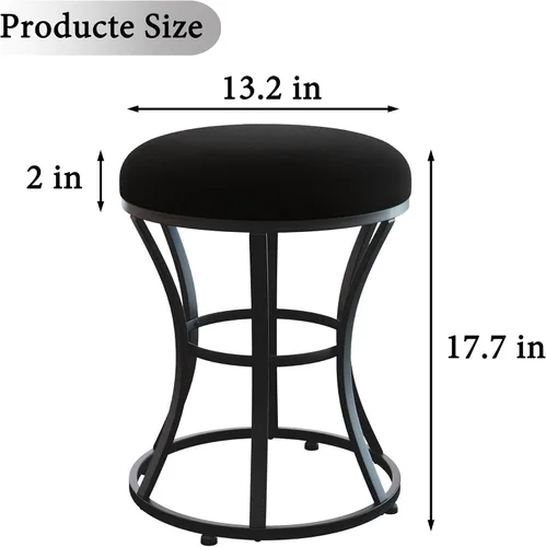 Vista 3 de Taburete de tocador pequeño, taburetes de maquillaje para escritorio de tocador, silla de tocador de baño, taburete metálico para sala de estar