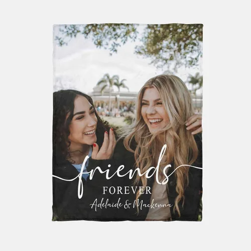 Vista 3 de YESCUSTOM Manta personalizada de Friends Forever con collage de fotos y texto, manta personalizada para mejores amigos, mejores amigos, cumpleaños