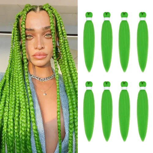 Vista 106 de 8 paquetes de extensiones preestiradas - 16 pulgadas de cabello trenzado premium, 55G/paquete, sin picazón, fijación en agua caliente, textura Perm