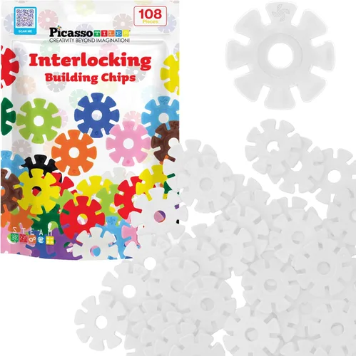 Vista 11 de PicassoTiles Juego de 600 fichas de construcción entrelazadas con bloques de disco creativos, juguetes de aprendizaje STEM para educación temprana
