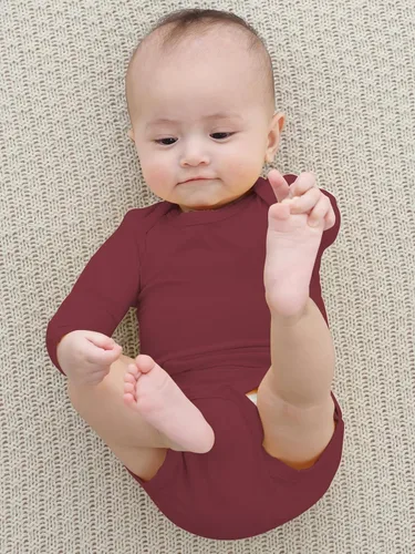 Vista 5 de Body para bebé con puños de manopla, rayón hecho de bambú, pijama de manga larga para niños y niñas