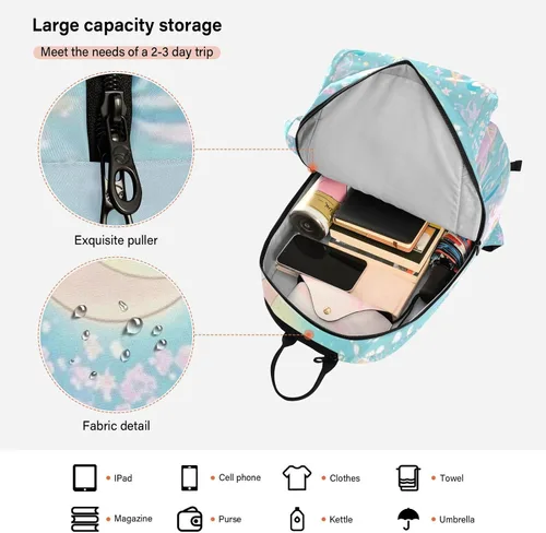 Vista 6 de Mochila de pelota de raqueta de tenis, linda y resistente, color azul y rosa, para astrología, pickleball, bolsa de gimnasio para hombres y mujeres