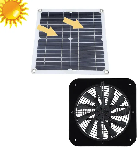 Vista 5 de Fdit Ventilador de escape de ático alimentado por energía solar, 100 W, 13.5 pulgadas, panel de silicona monocristalina, 18 V, para casa