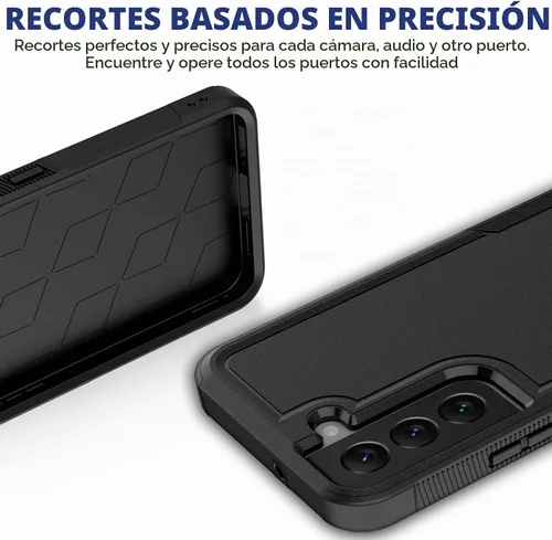Vista 6 de Funda para Samsung Galaxy S22: funda protectora de doble capa resistente para teléfono celular, a prueba de golpes, con protector de pantalla Negro