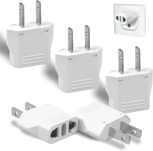 Vista 8 de 6 Pack Adaptador de Enchufe Europeo a EE. UU., Adaptador de Enchufe de Salida Europeo a Americano Pequeño para Viajes, Adaptador de Enchufe Europeo