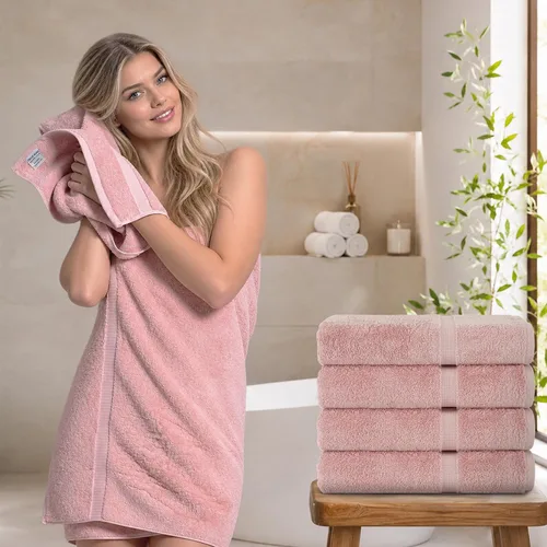 Vista 6 de Chakir Turkish Linens Toallas turcas de alta calidad 100% algodón para baño, toallas de baño grandes de 30 x 60 pulgadas (4 piezas, rosa)