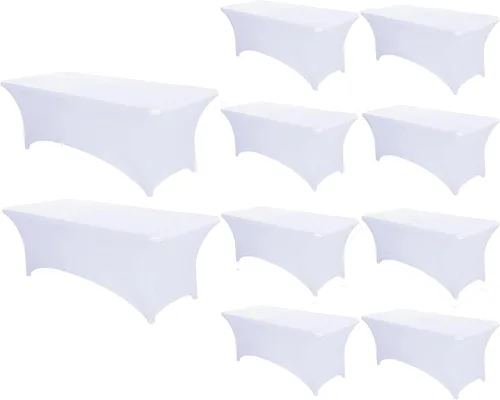 Vista 34 de PTC21B - Juego de 6 manteles elásticos de 6 pies, color negro, rectangular, ajustable, lavable, de elastano, para fiestas, bodas, cócteles