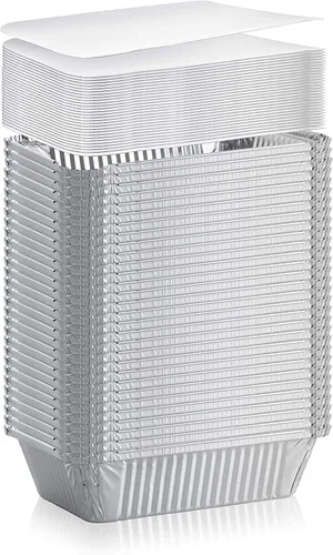 Vista 2 de Rectangular Board Lid for 5 LB Aluminum Oblong Pan Foil Laminated Underside for Heat Retention Disposable Flat Covers for Catering Takeout Meal