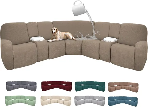 Vista 31 de Fundas de sofá reclinable seccional 100% impermeables para sofá reclinable en forma de L, funda de sofá modular de esquina en forma de L, fundas