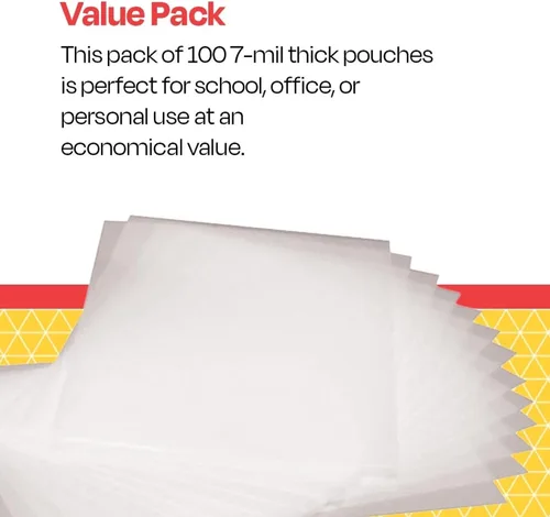 Vista 2 de School Smart Bolsas de laminación, 2-1/2 x 3 1/2 pulgadas, 7 mil de grosor, paquete de 100