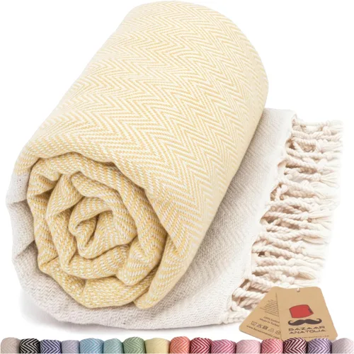 Vista 24 de Toalla de baño turca, 100% algodón, 71 x 39 pulgadas, beige arpa