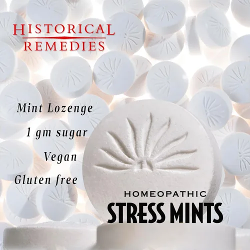Vista 2 de Mentas antiestrés (paquete de 12) Pastillas homeopáticas para ayudar al estrés y la digestión, sabor a menta orgánico, vegano y sin gluten, sin