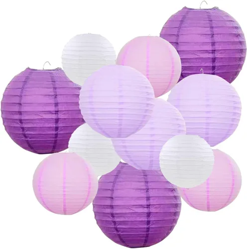 Vista 17 de 10 linternas de papel blanco para decoración de fiesta, 16 pulgadas, grandes, de papel redondo chino, para colgar, linternas gigantes