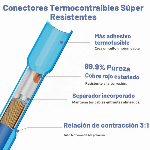 Vista 4 de 250 piezas de conectores de tope termorretráctiles amarillos AWG12-10, conectores de cable termorretráctiles de grado marino haisstronica, cobre