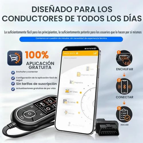 Vista 8 de ANCEL BD310 Escáner OBD2 y Lector de Códigos del Motor - Prueba Avanzada de Batería, Análisis de Viaje, Prueba de Rendimiento, Herramienta