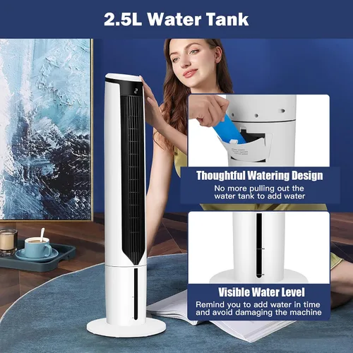 Vista 6 de DORTALA Swamp Cooler, enfriador de aire evaporativo con 4 paquetes de hielo, control remoto, temporizador de 9 horas, 3 modos, 3 velocidades, 70