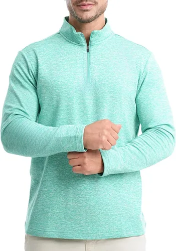 Vista 3 de Sudadera de manga larga con forro polar UPF50+ para hombre, con cremallera de un cuarto, sudadera de golf